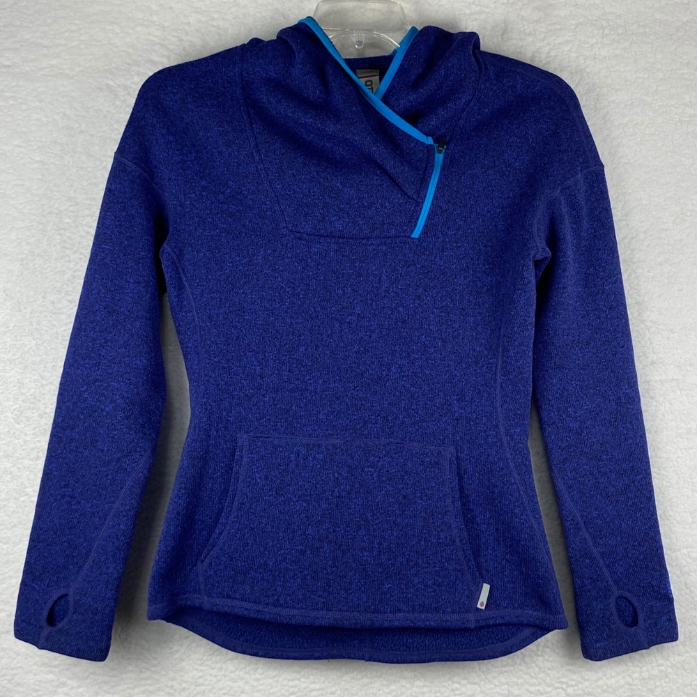 Stio Sweetwater Fleece Hoodie Womens Small Blue Heather Pullover 1475 Thumbholes